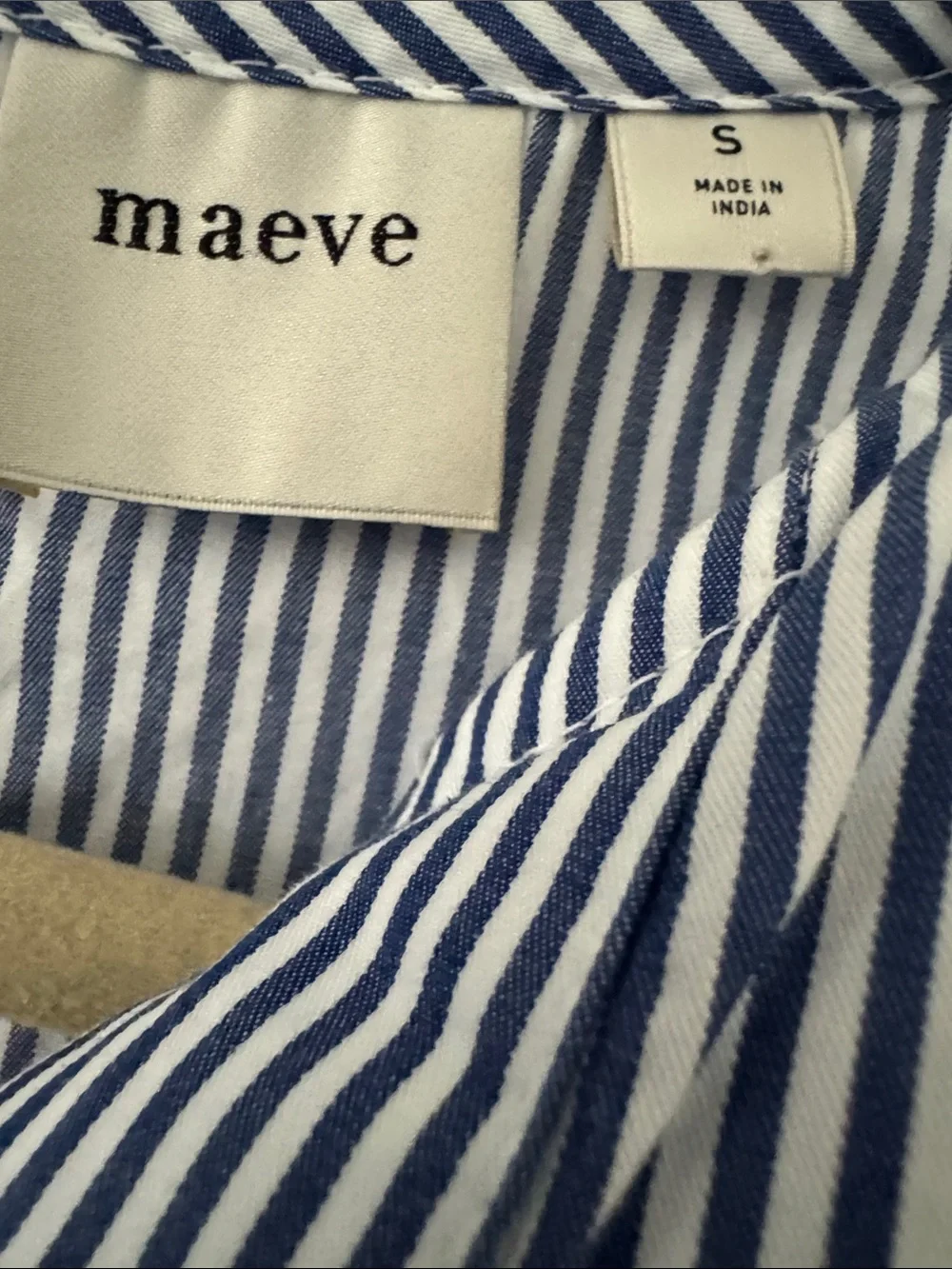 Anthropologie Blue and White Striped Tie-Front Puff Sleeve Blouse